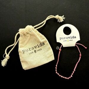 New Pura Vida Original Charm Bracelet Bead Pink Cord Adjustable Gift Boho Beach